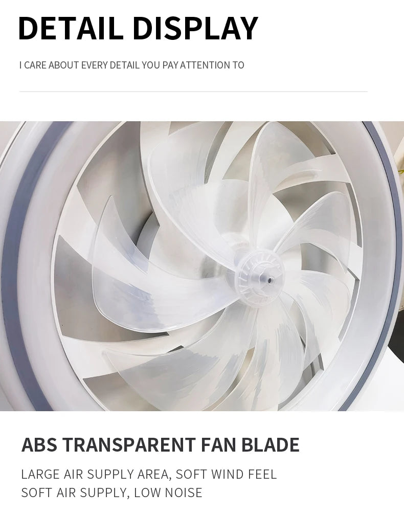 Smart Ceiling Fan with Light Remote Control Retractable Silent Blades 48cm