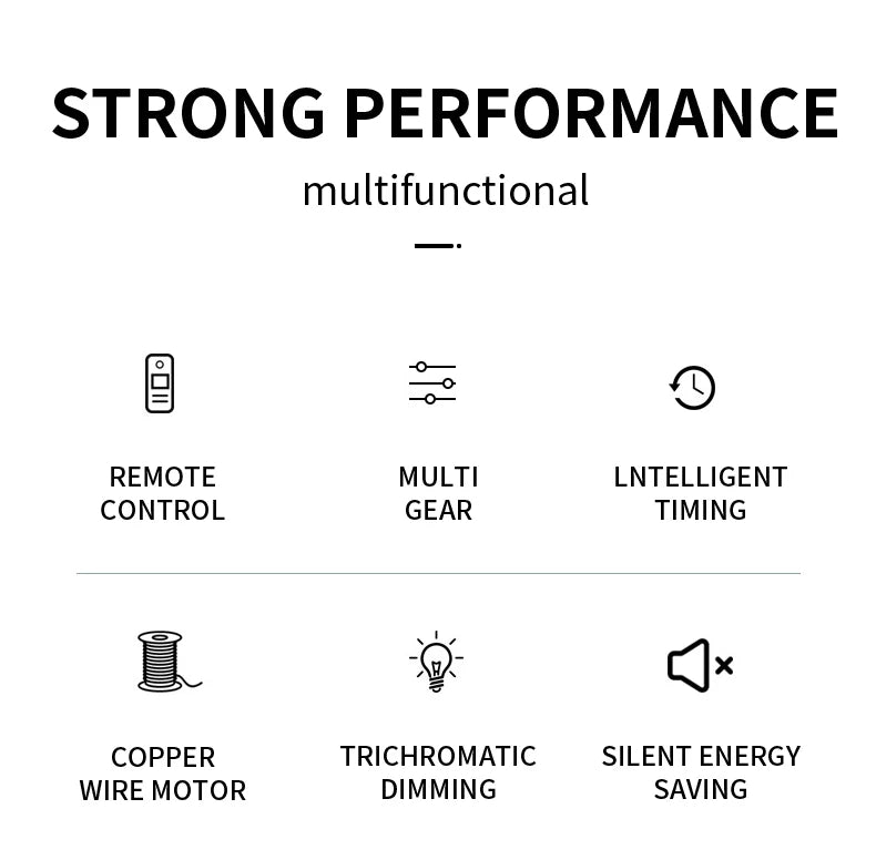 Smart Ceiling Fan with Light Remote Control Retractable Silent Blades 48cm