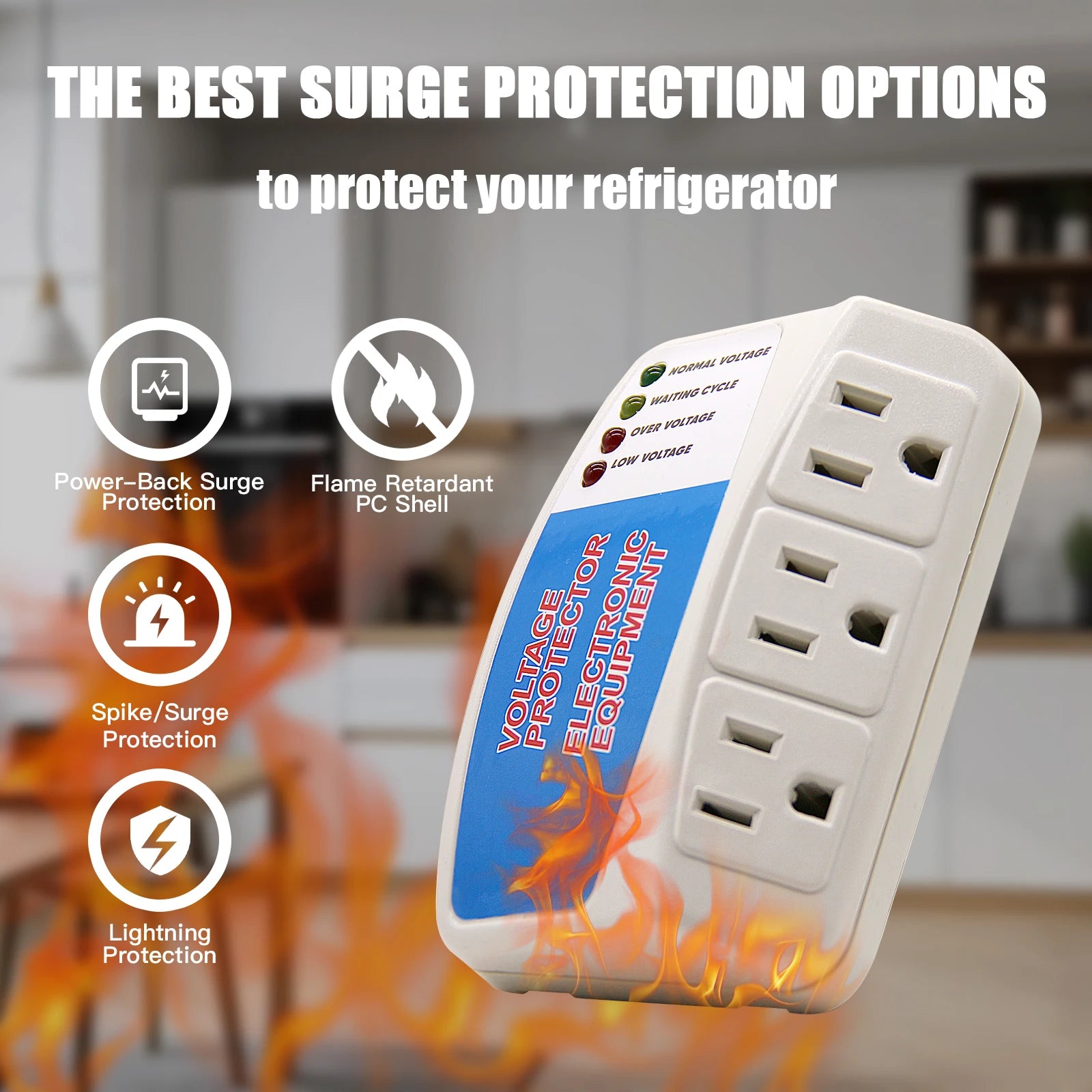 BSEED Surge Protector – 120V Triple Wall Socket, US Plug