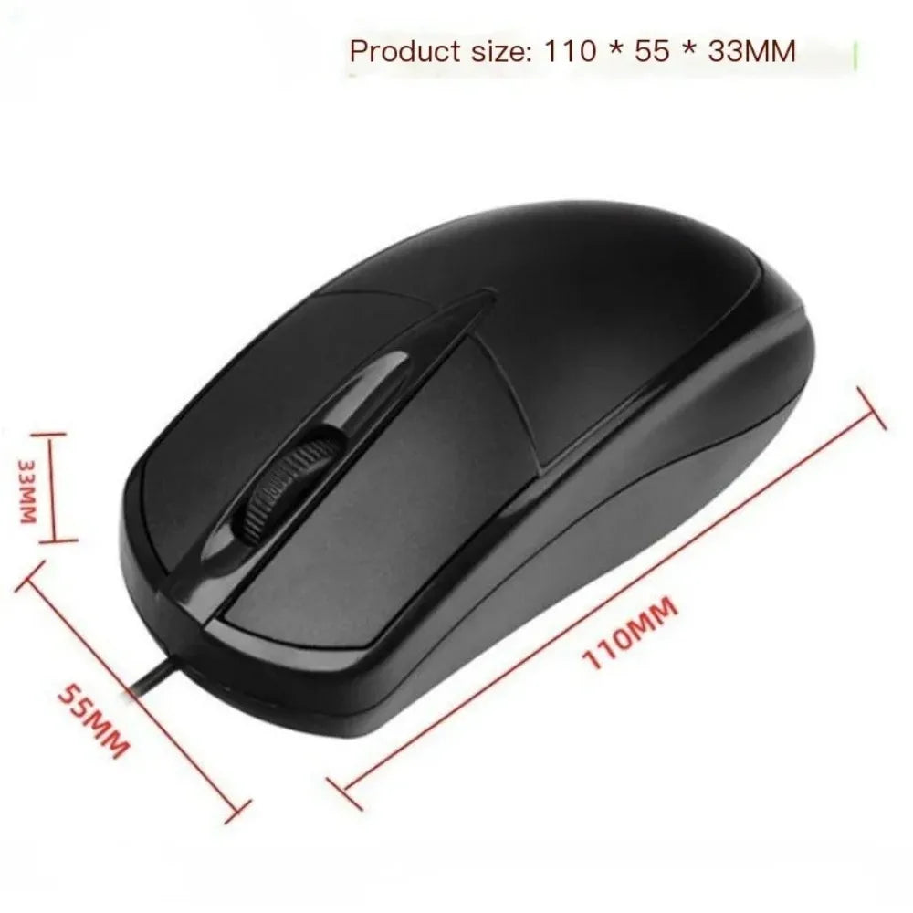 USB Wired Optical Mouse 1200DPI Anti-Slip Scroll for Laptop & PC