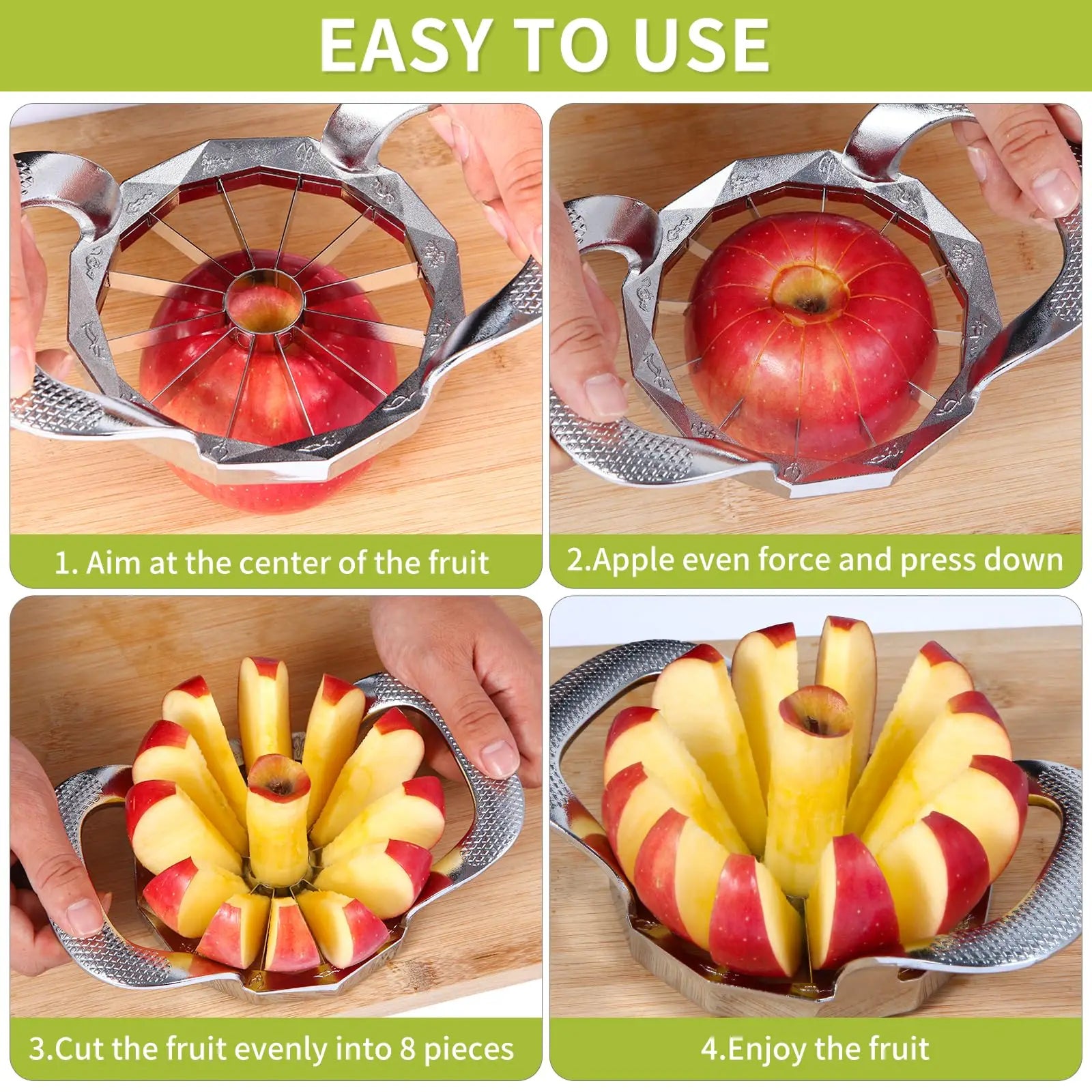 Stainless Steel Apple Slicer & Corer 12-Slice Heavy Duty Fruit Cutter