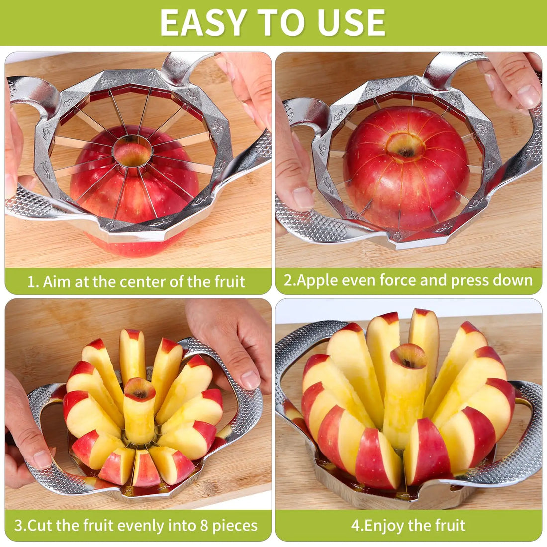Stainless Steel Apple Slicer & Corer 12-Slice Heavy Duty Fruit Cutter