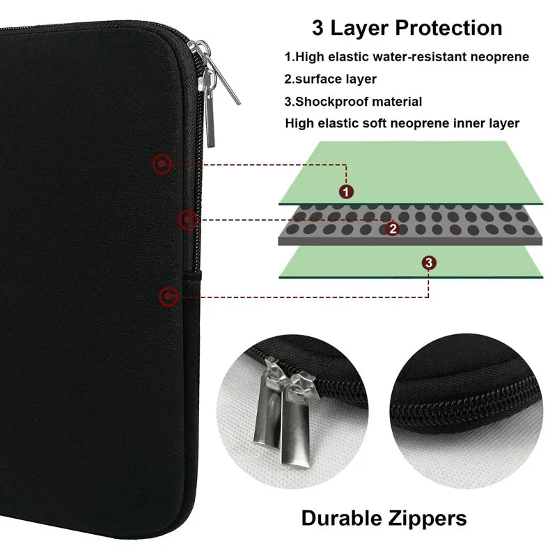 Portable Soft Laptop Sleeve Bag for 11–15.6 Inch Notebooks