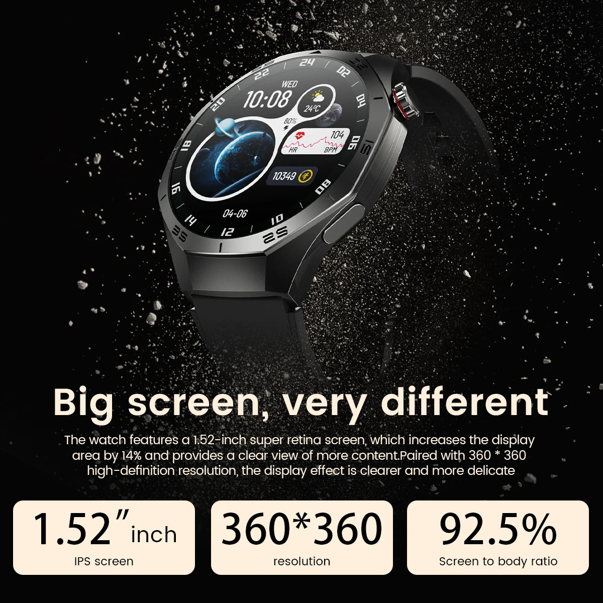 Shortened Title: 2025 Smart Watch for Men AMOLED Screen GPS Heart Rate Bluetooth Calls Waterproof
