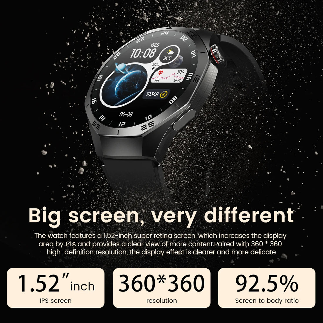 Shortened Title: 2025 Smart Watch for Men AMOLED Screen GPS Heart Rate Bluetooth Calls Waterproof