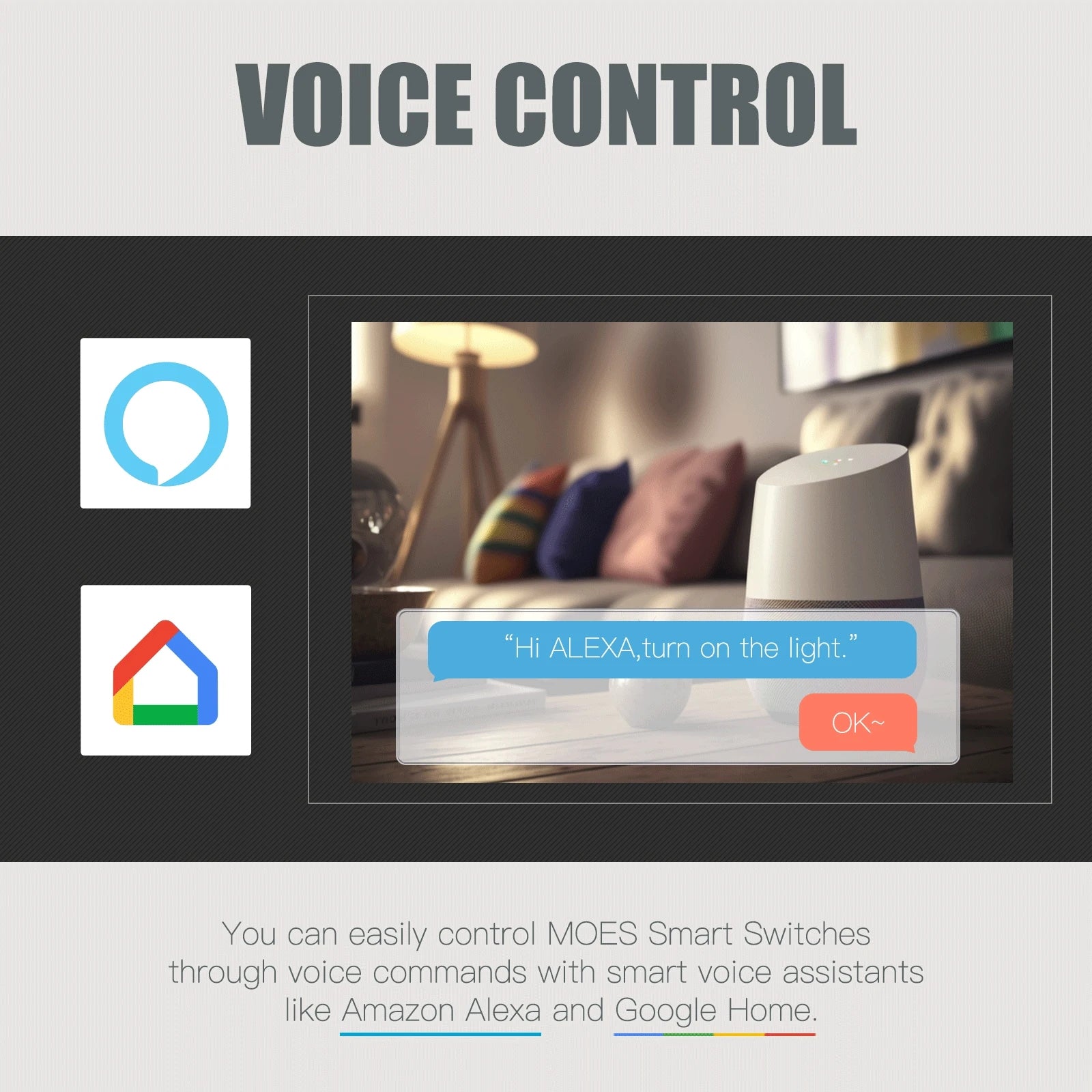 MOES Tuya Wi-Fi Smart Light Switch, Single Pole Push Button