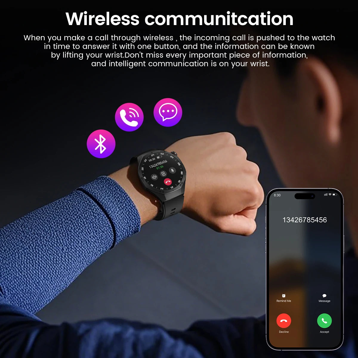 Shortened Title: 2025 Smart Watch for Men AMOLED Screen GPS Heart Rate Bluetooth Calls Waterproof