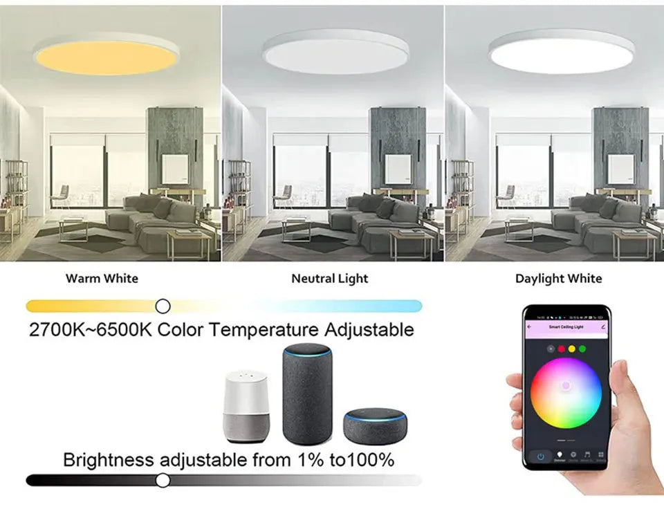 Tuya Smart WiFi Bluetooth RGB LED Ceiling Light 24W APP Voice Control