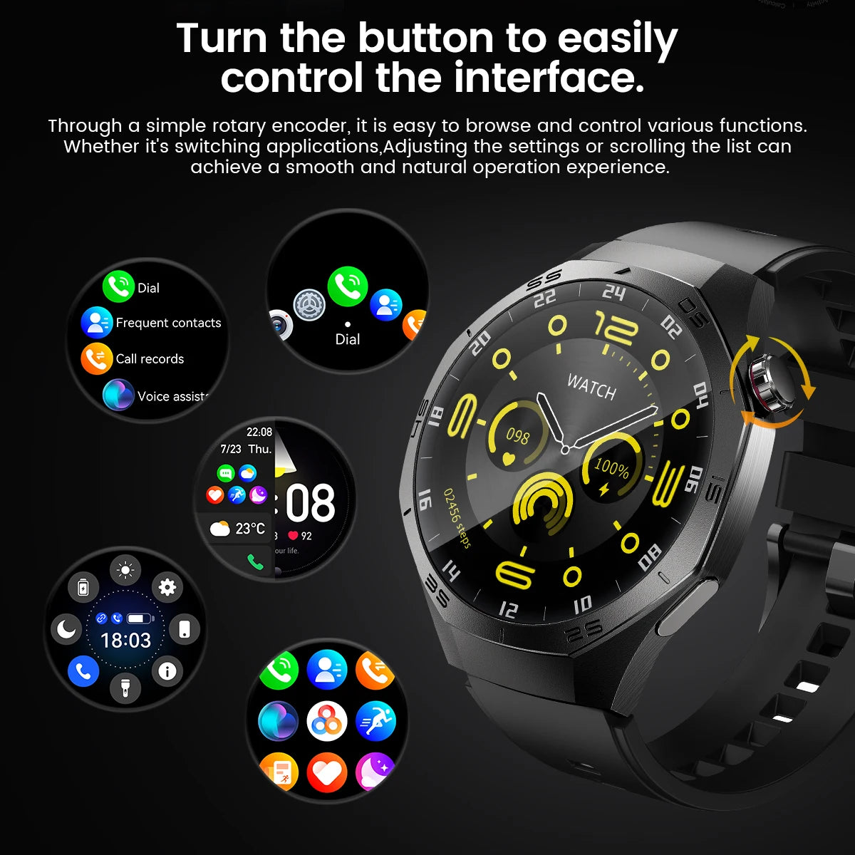 Shortened Title: 2025 Smart Watch for Men AMOLED Screen GPS Heart Rate Bluetooth Calls Waterproof