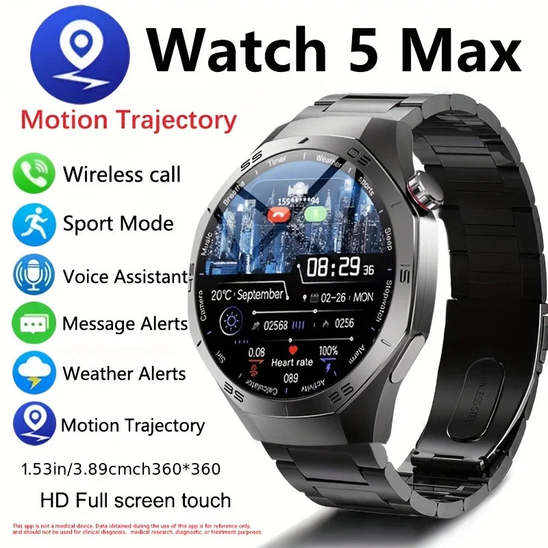 Shortened Title: 2025 Smart Watch for Men AMOLED Screen GPS Heart Rate Bluetooth Calls Waterproof