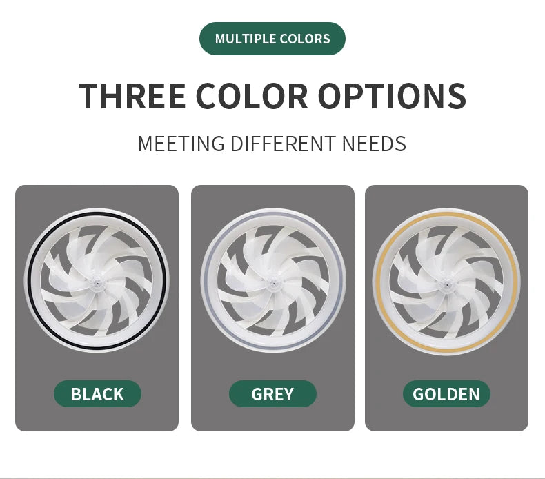 Smart Ceiling Fan with Light Remote Control Retractable Silent Blades 48cm