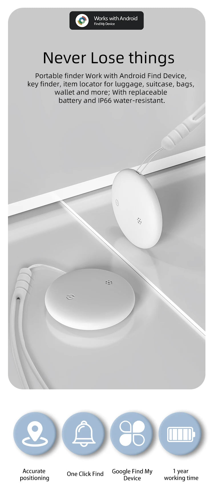 Google Android Smart Mini GPS Tracker for Pets & Kids