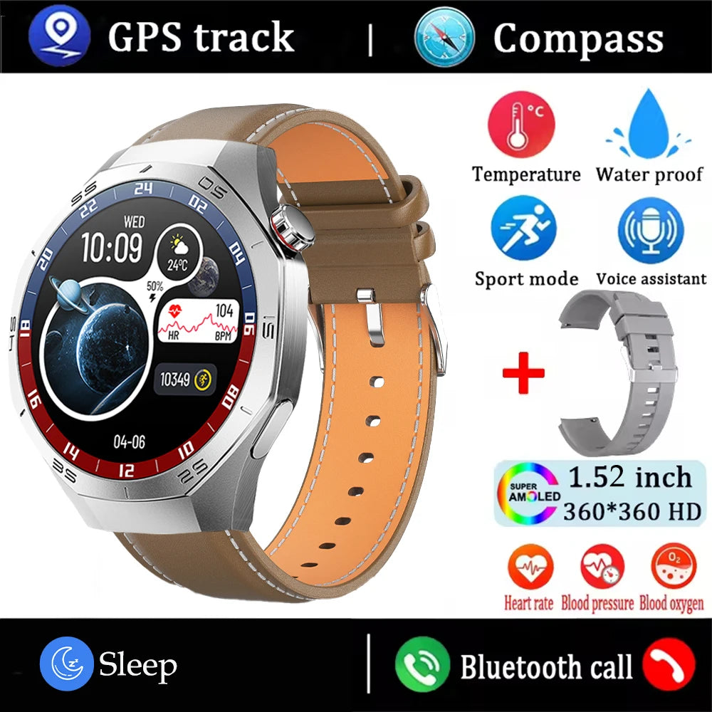Shortened Title: 2025 Smart Watch for Men AMOLED Screen GPS Heart Rate Bluetooth Calls Waterproof