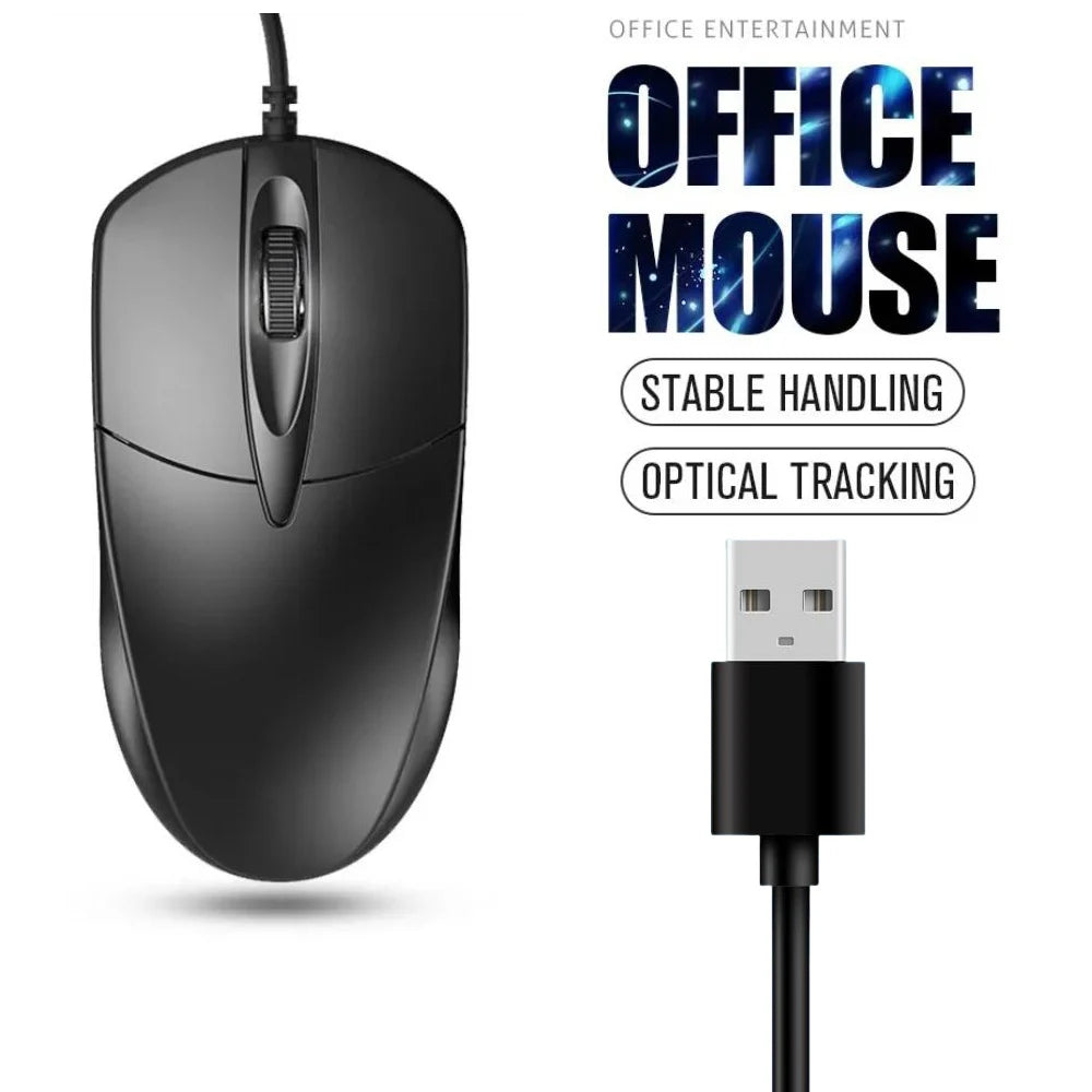 USB Wired Optical Mouse 1200DPI Anti-Slip Scroll for Laptop & PC