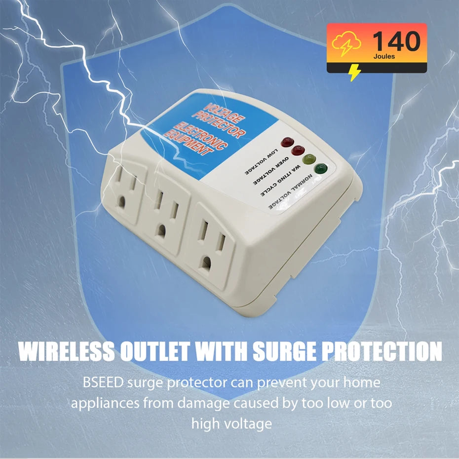 BSEED Surge Protector – 120V Triple Wall Socket, US Plug