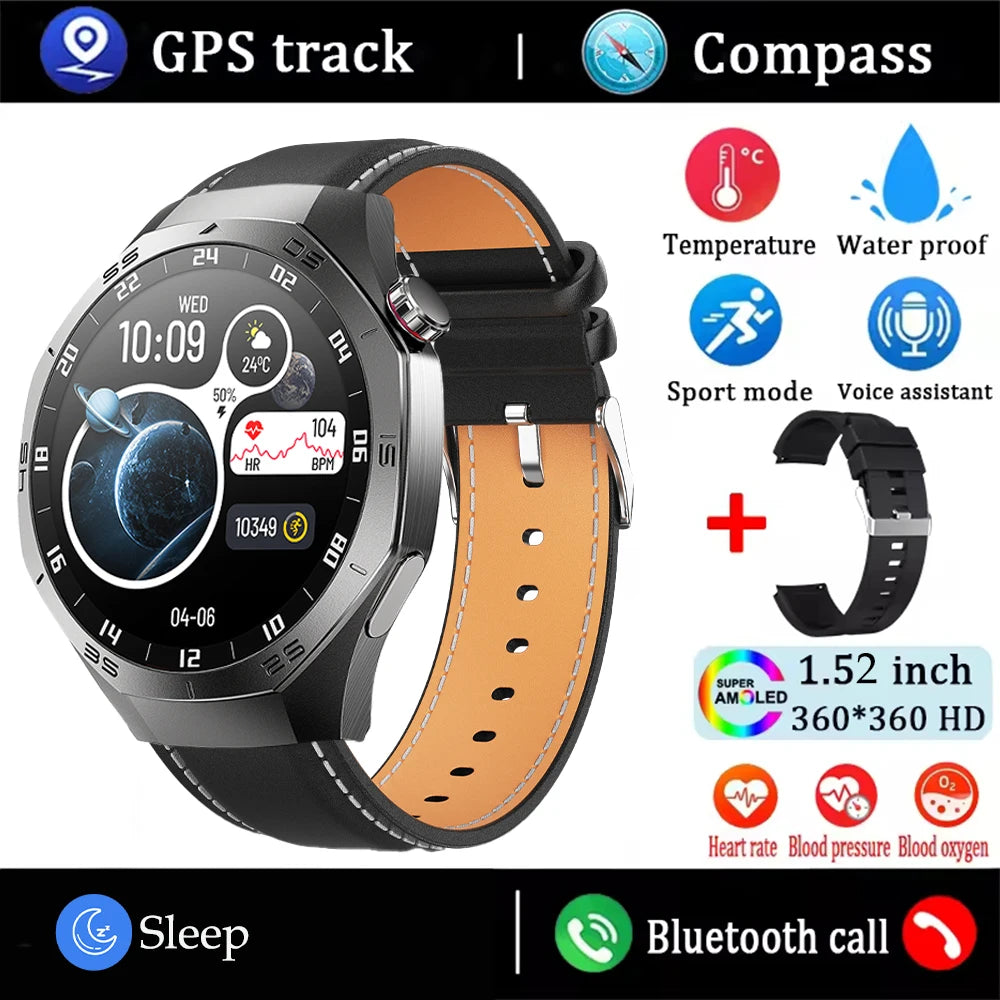 Shortened Title: 2025 Smart Watch for Men AMOLED Screen GPS Heart Rate Bluetooth Calls Waterproof