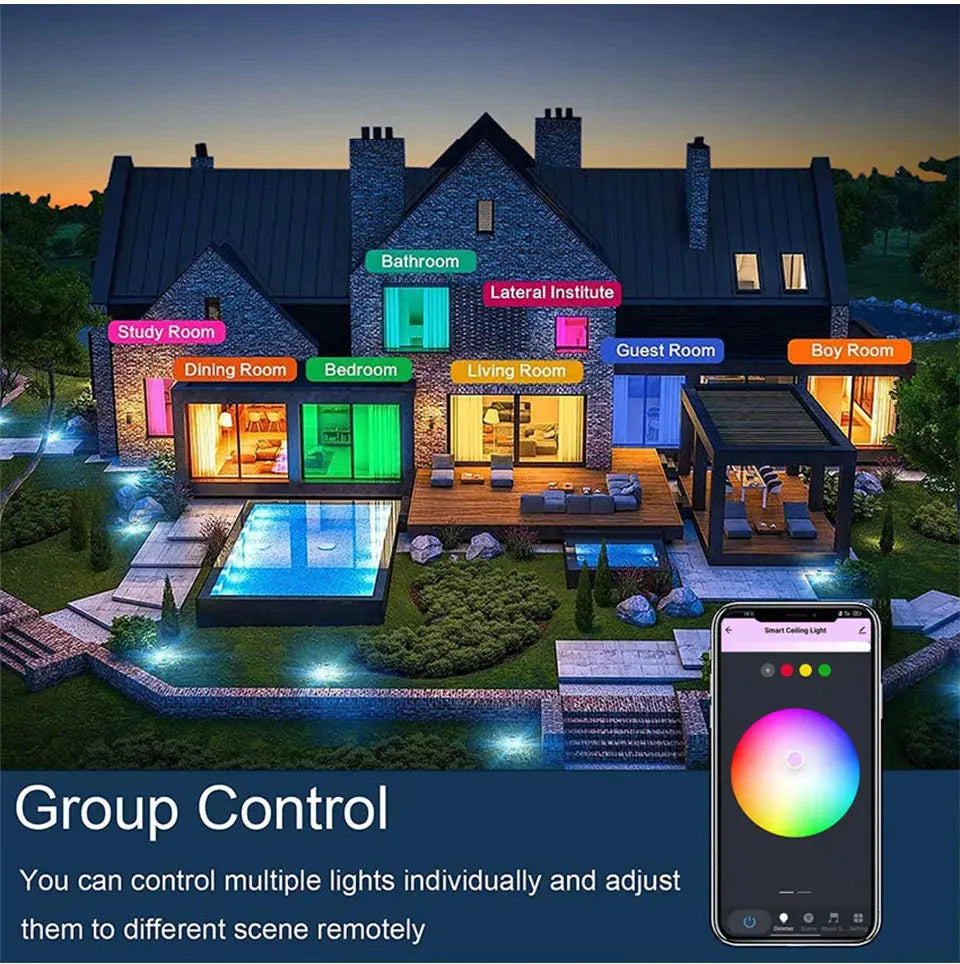 Tuya Smart WiFi Bluetooth RGB LED Ceiling Light 24W APP Voice Control