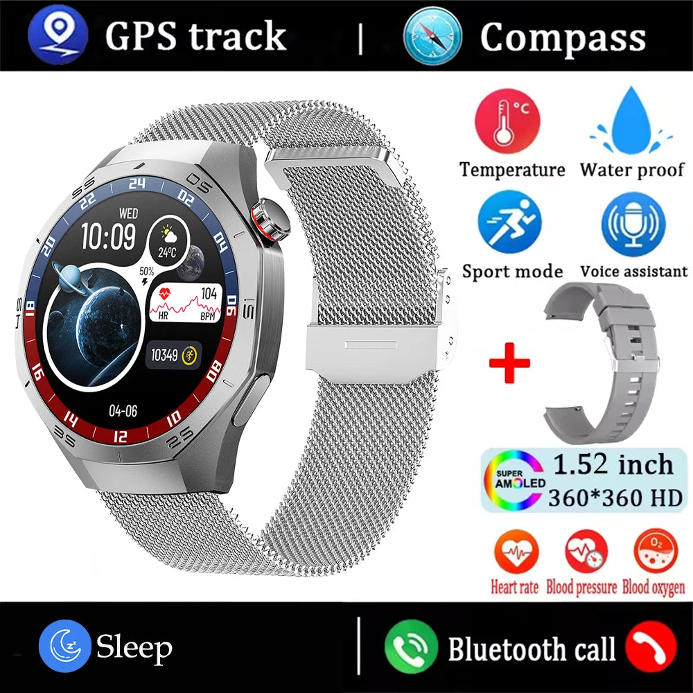 Shortened Title: 2025 Smart Watch for Men AMOLED Screen GPS Heart Rate Bluetooth Calls Waterproof