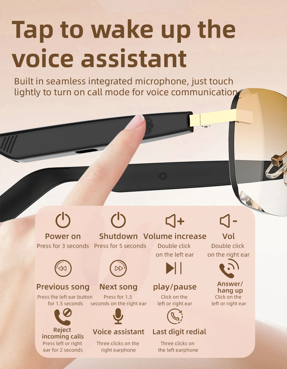 SG25 Ultra-Thin Smart Audio Glasses Bluetooth 5.4