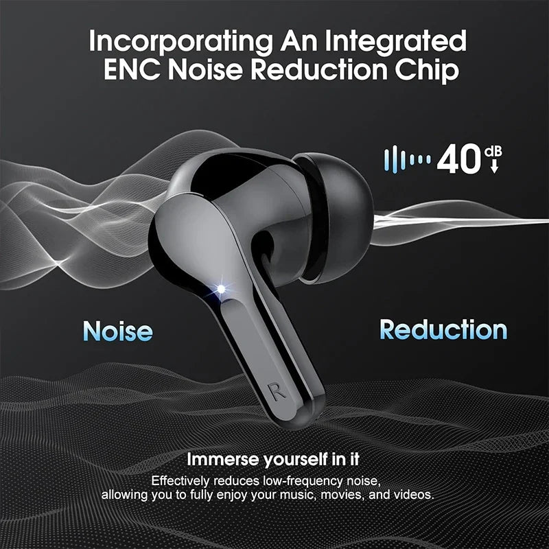 Wireless Earbuds BT5.3 HiFi Stereo with ENC Noise Cancelling