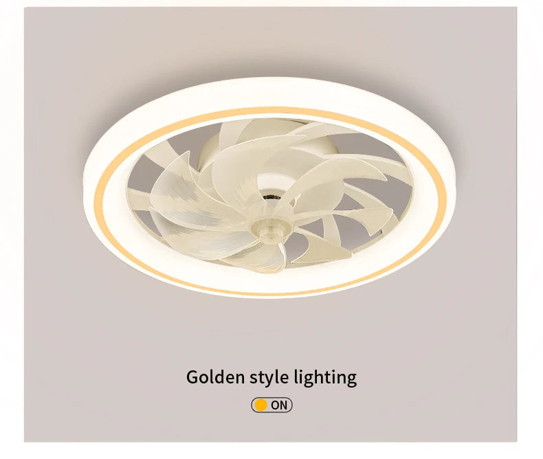 Smart Ceiling Fan with Light Remote Control Retractable Silent Blades 48cm