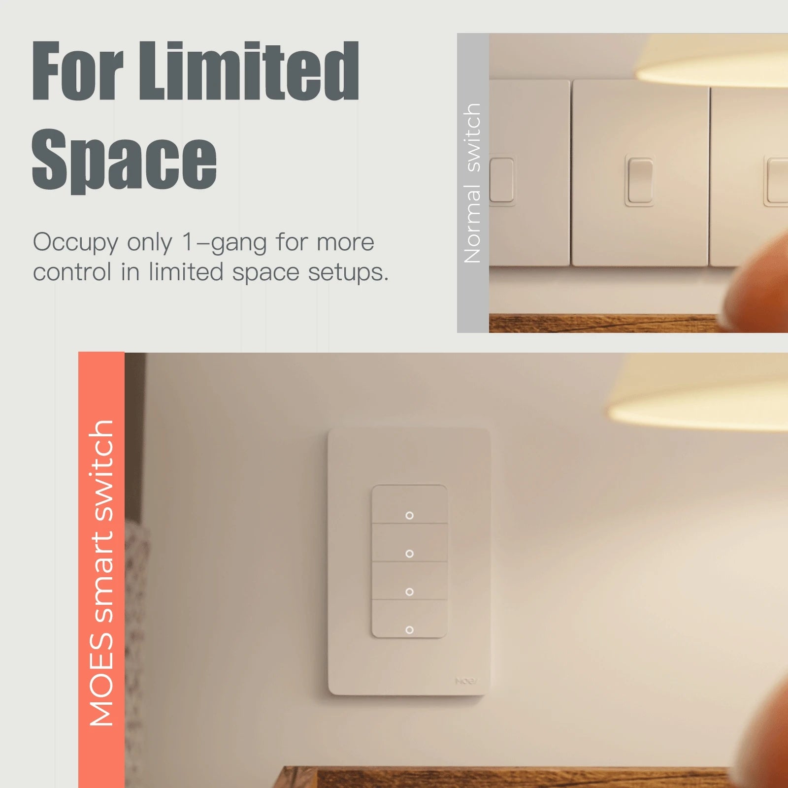 MOES Tuya Wi-Fi Smart Light Switch, Single Pole Push Button
