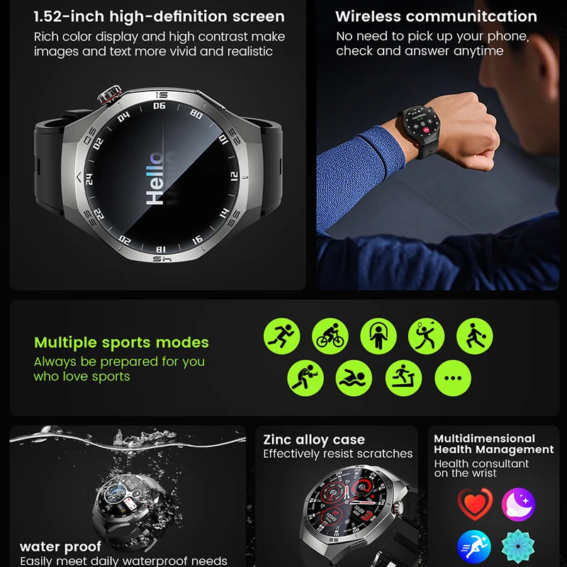 Shortened Title: 2025 Smart Watch for Men AMOLED Screen GPS Heart Rate Bluetooth Calls Waterproof