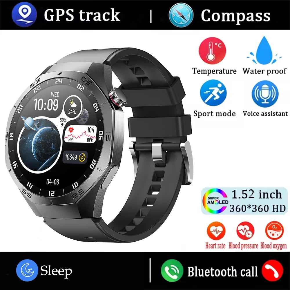 Shortened Title: 2025 Smart Watch for Men AMOLED Screen GPS Heart Rate Bluetooth Calls Waterproof