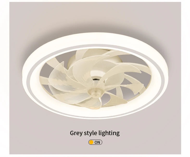 Smart Ceiling Fan with Light Remote Control Retractable Silent Blades 48cm