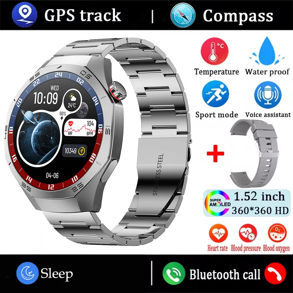 Shortened Title: 2025 Smart Watch for Men AMOLED Screen GPS Heart Rate Bluetooth Calls Waterproof