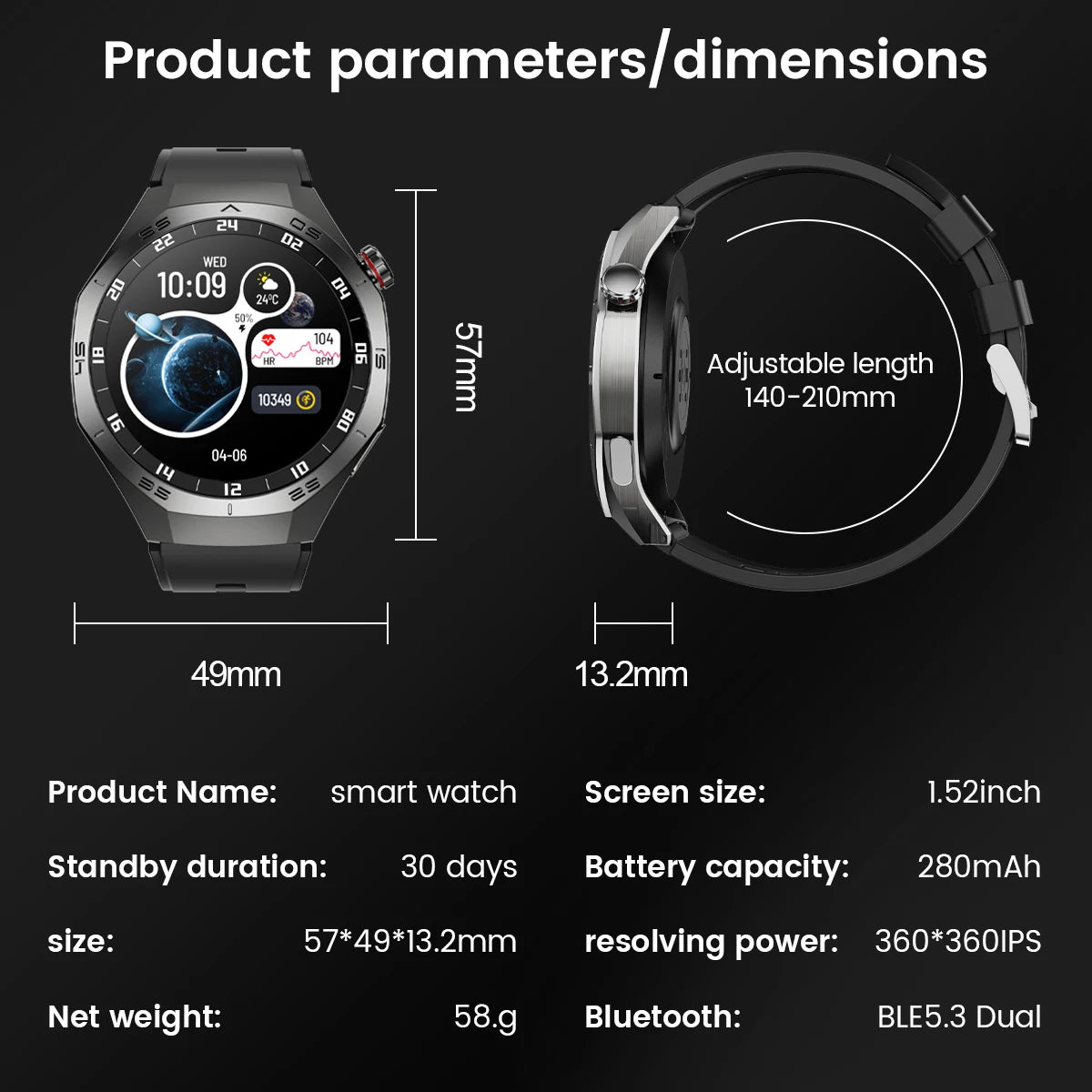 Shortened Title: 2025 Smart Watch for Men AMOLED Screen GPS Heart Rate Bluetooth Calls Waterproof