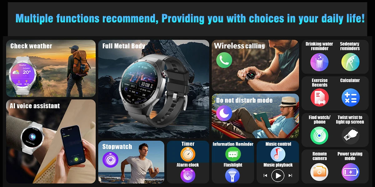 Shortened Title: 2025 Smart Watch for Men AMOLED Screen GPS Heart Rate Bluetooth Calls Waterproof