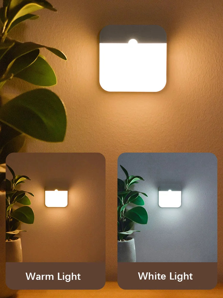 LED Smart Motion Sensor Night Light USB Rechargeable Magnetic Wireless Lamp