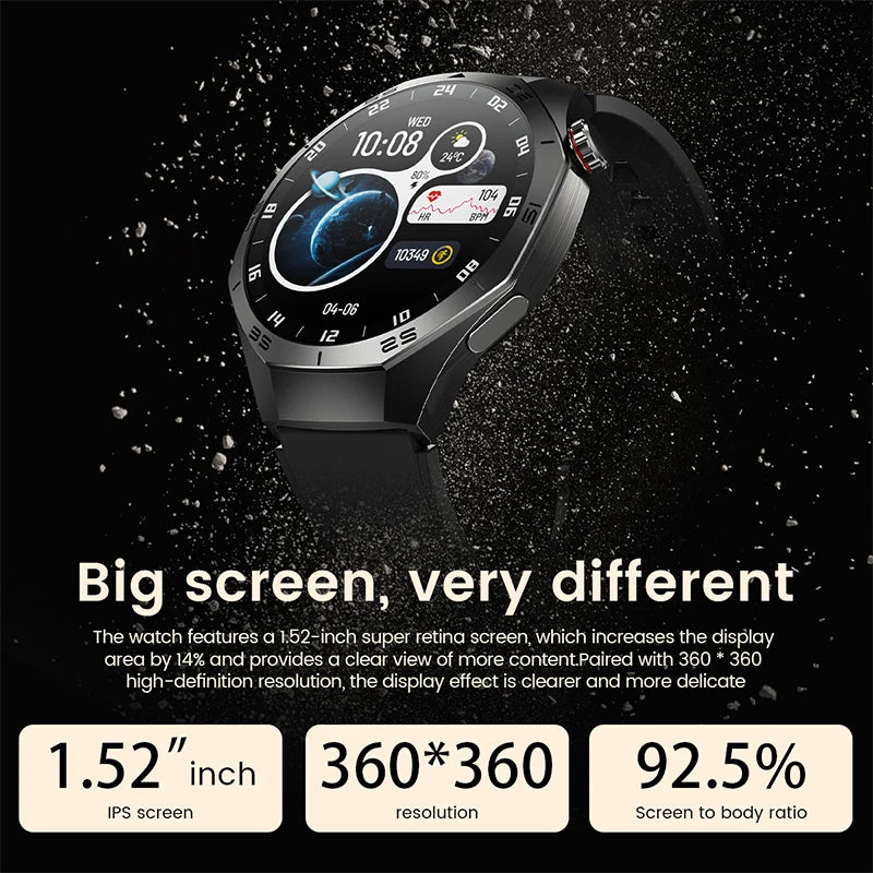 Shortened Title: 2025 Smart Watch for Men AMOLED Screen GPS Heart Rate Bluetooth Calls Waterproof
