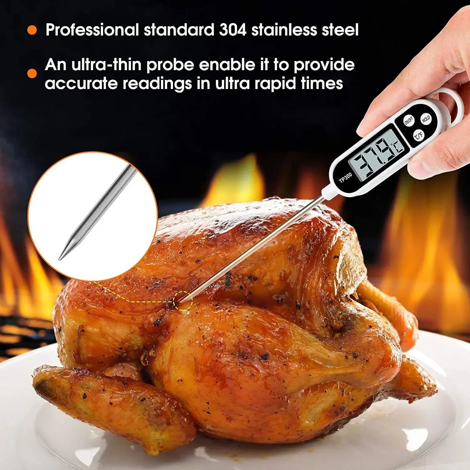 Digital Instant Read Meat Thermometer with LCD Display for Cooking BBQ