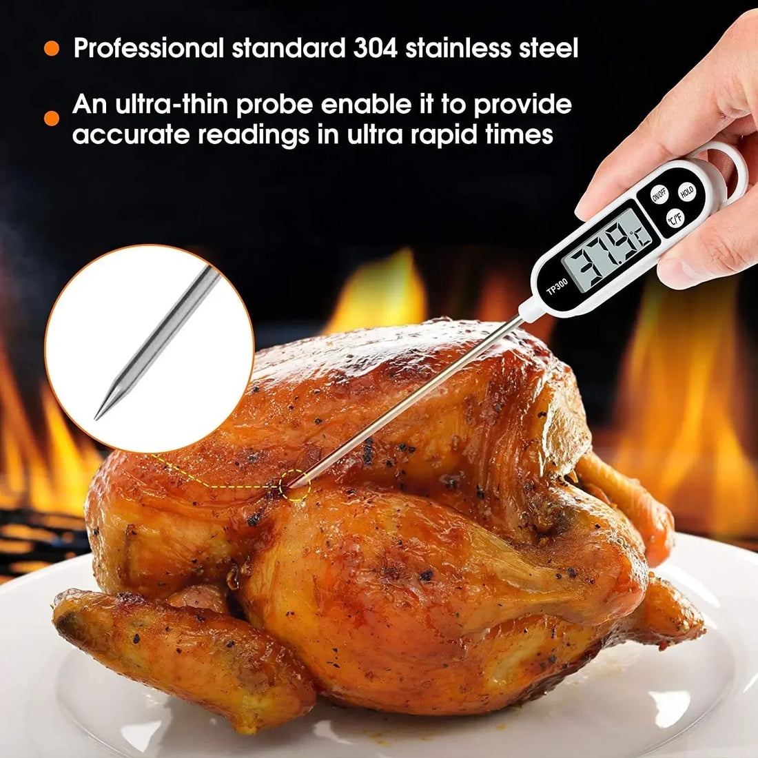 Digital Instant Read Meat Thermometer with LCD Display for Cooking BBQ
