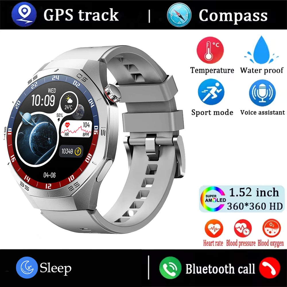 Shortened Title: 2025 Smart Watch for Men AMOLED Screen GPS Heart Rate Bluetooth Calls Waterproof