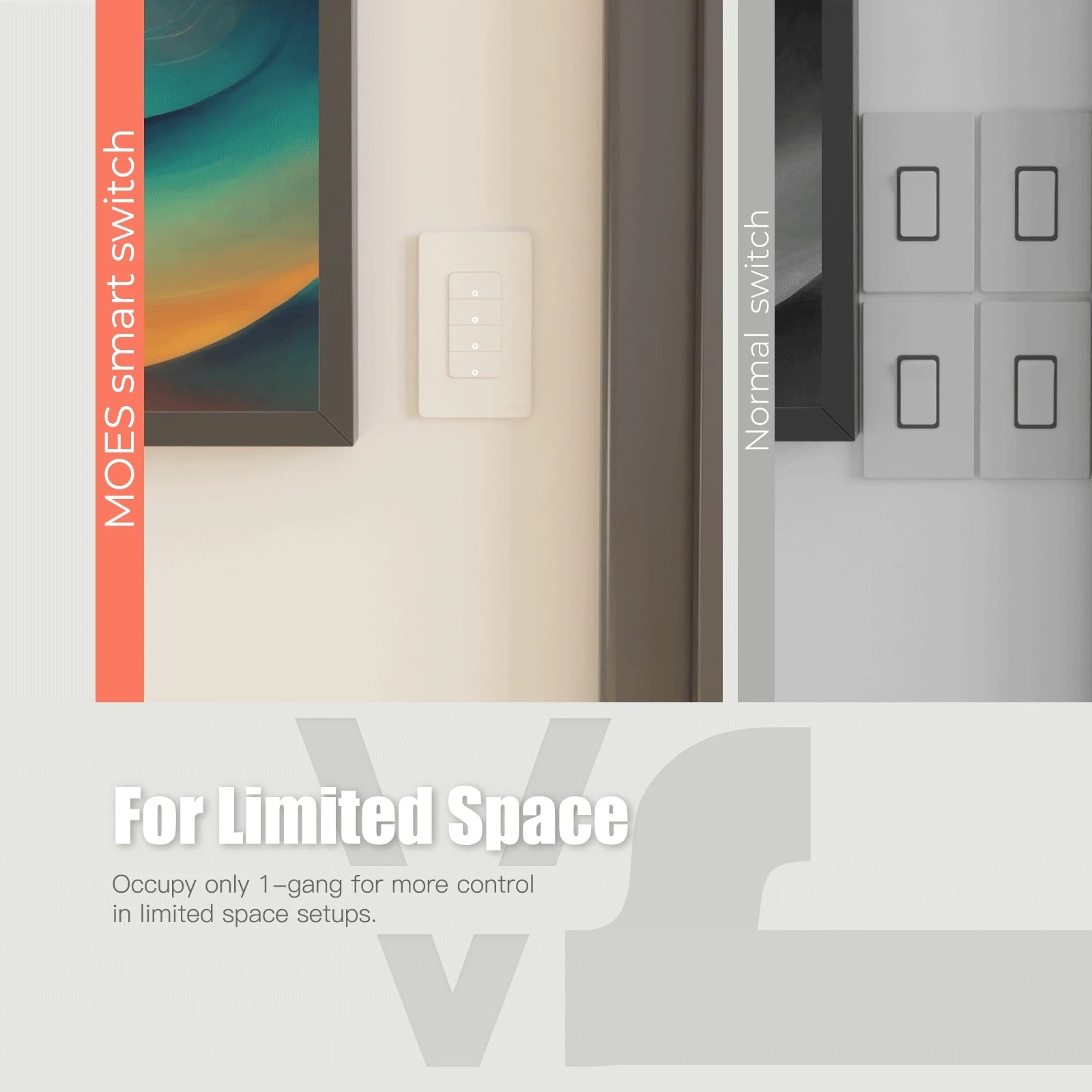 MOES Tuya Wi-Fi Smart Light Switch, Single Pole Push Button