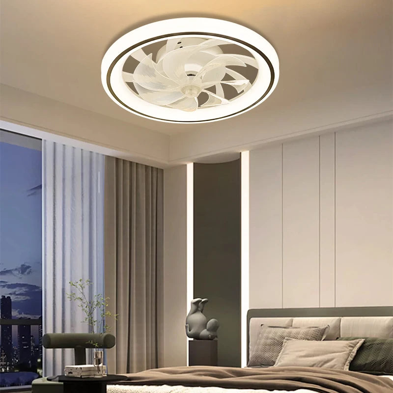 Smart Ceiling Fan with Light Remote Control Retractable Silent Blades 48cm