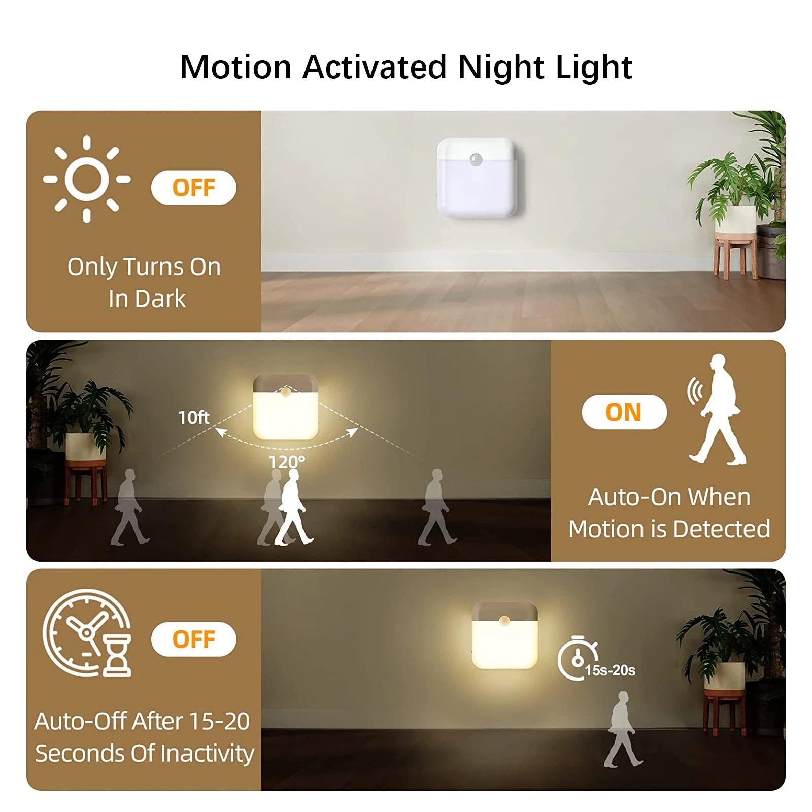 LED Smart Motion Sensor Night Light USB Rechargeable Magnetic Wireless Lamp
