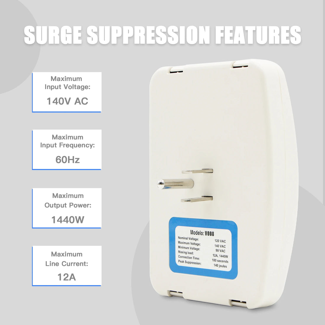BSEED Surge Protector – 120V Triple Wall Socket, US Plug