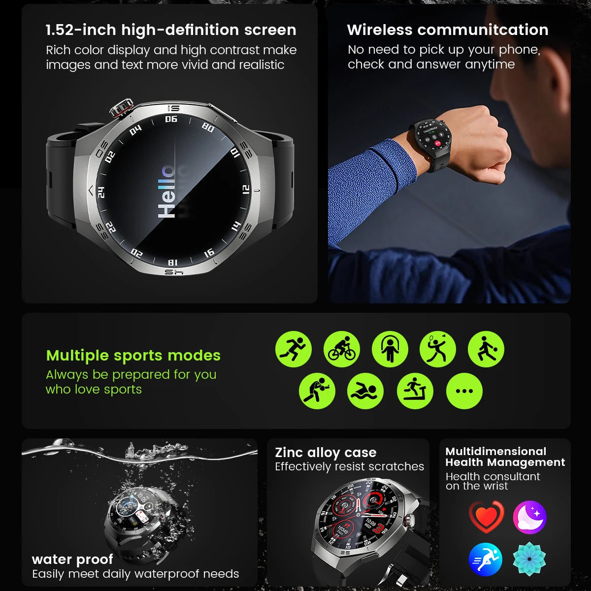 Shortened Title: 2025 Smart Watch for Men AMOLED Screen GPS Heart Rate Bluetooth Calls Waterproof