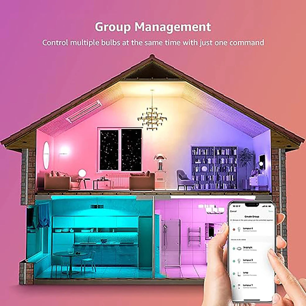 E14 Smart WiFi/Zigbee RGBCW LED Candle Bulb Dimmable for Alexa & Google Home